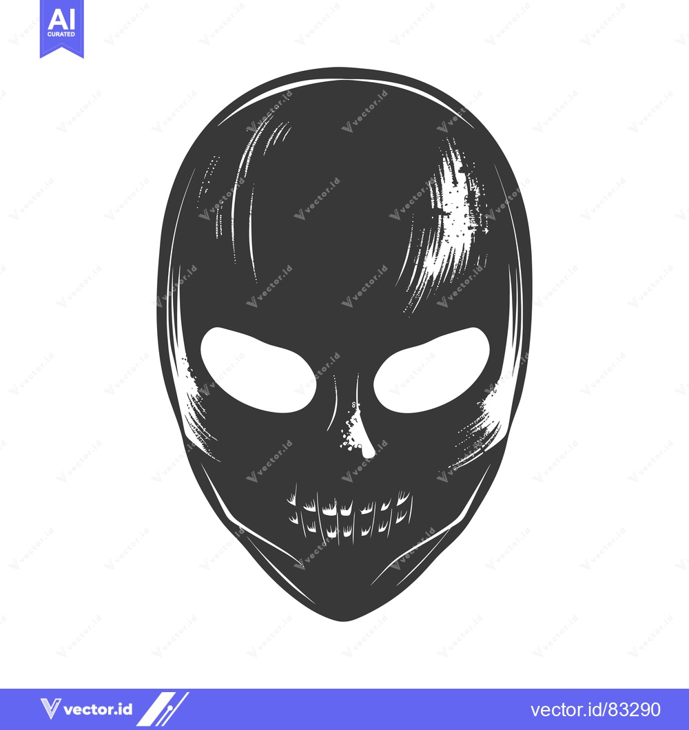 Premium Vector dari Hand-Drawn Sketch of a Monochromatic Alien Skull