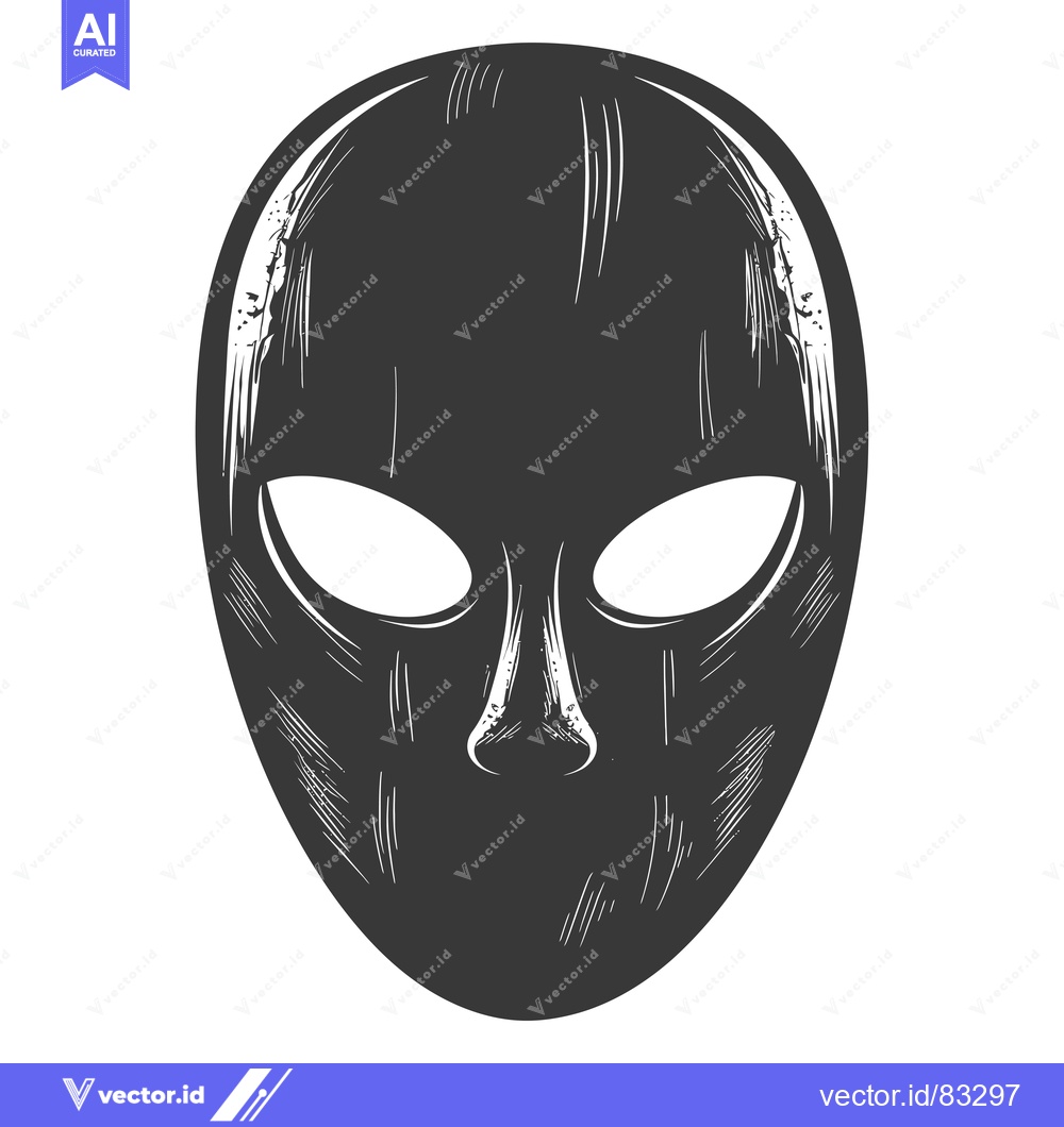 Premium Vector of Hand-drawn sketch of an alien mask with white eyes and a prominent nos