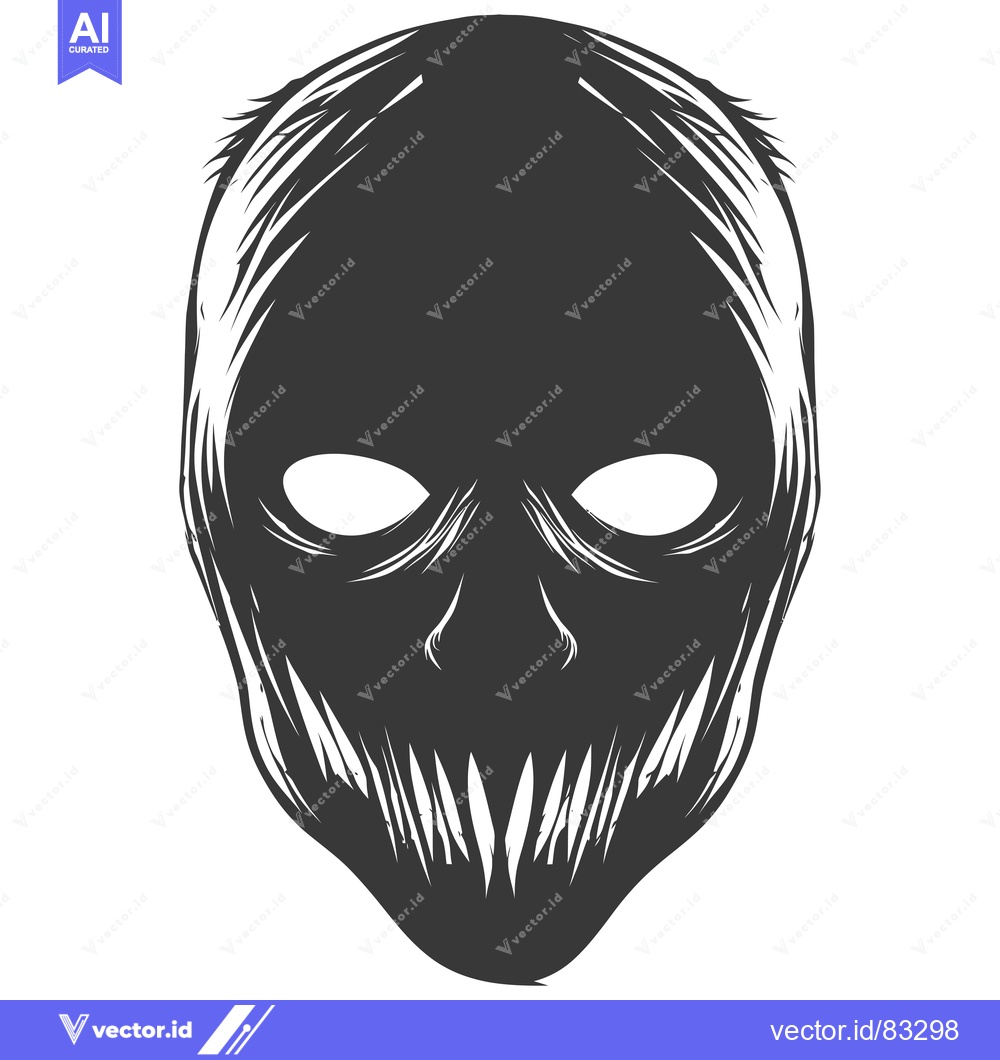 Premium Vector dari A monochrome illustration of a menacing, shadowy face with sharp teeth