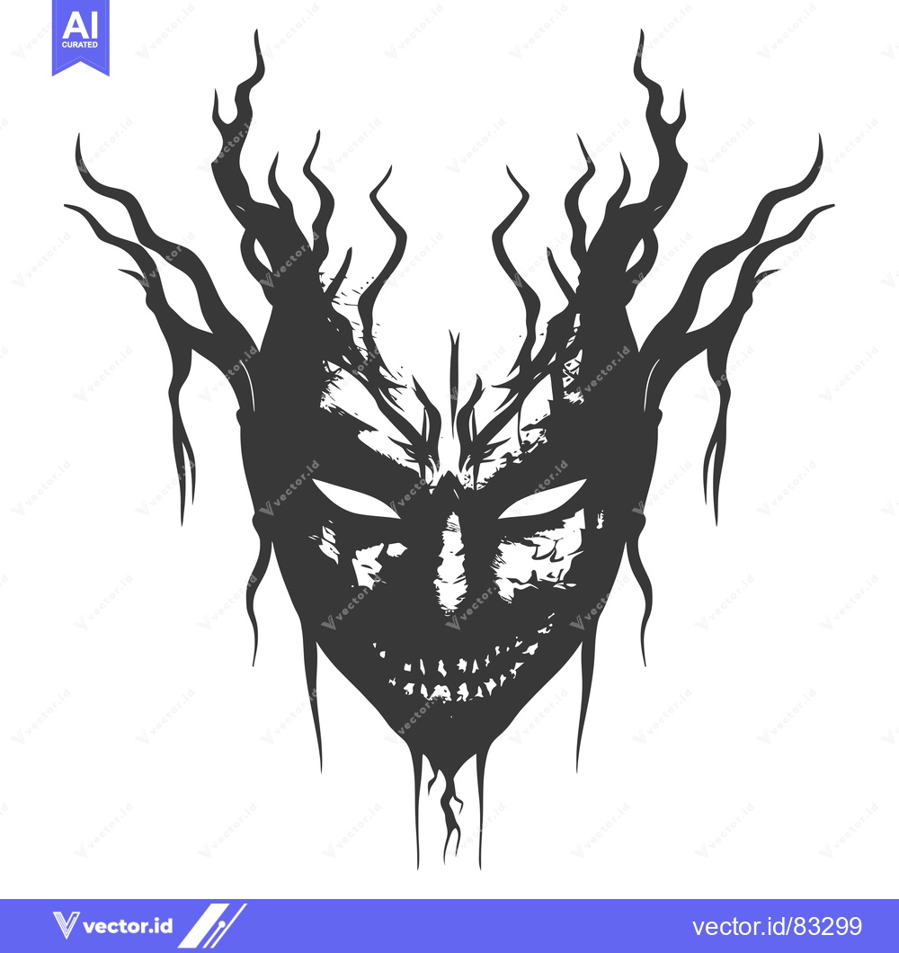 Premium Vector of A Glowing, Twisted, Evil, Mask with Intricate Details