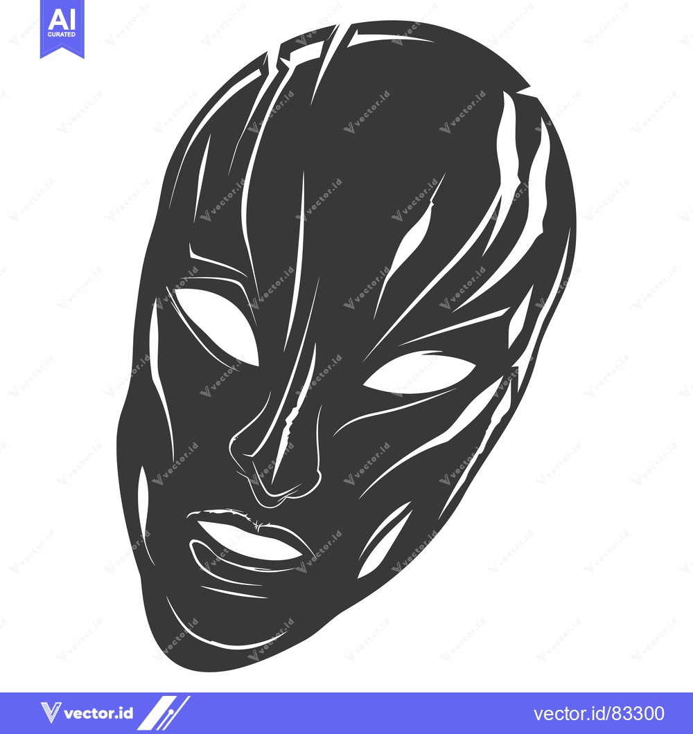 Premium Vector dari Stylized Black and White Mask with Intricate Lines