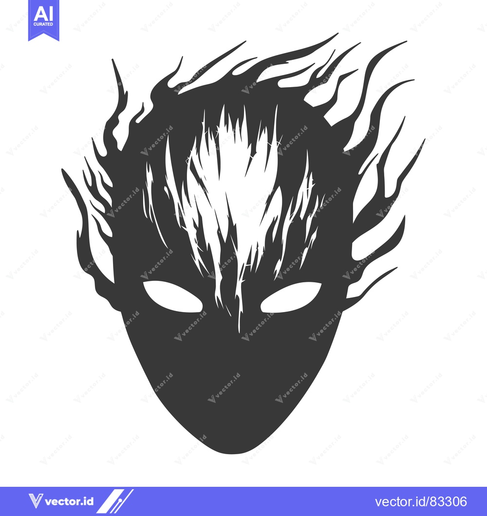 Premium Vector of Silhouette of a Faceless Figure with Flame-Like Hair