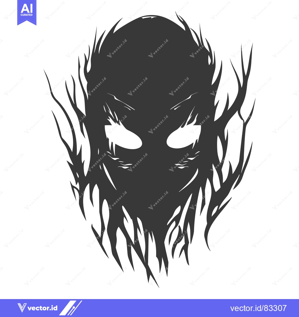 Premium Vector of Abstract silhouette of a face with glowing eyes and jagged edges