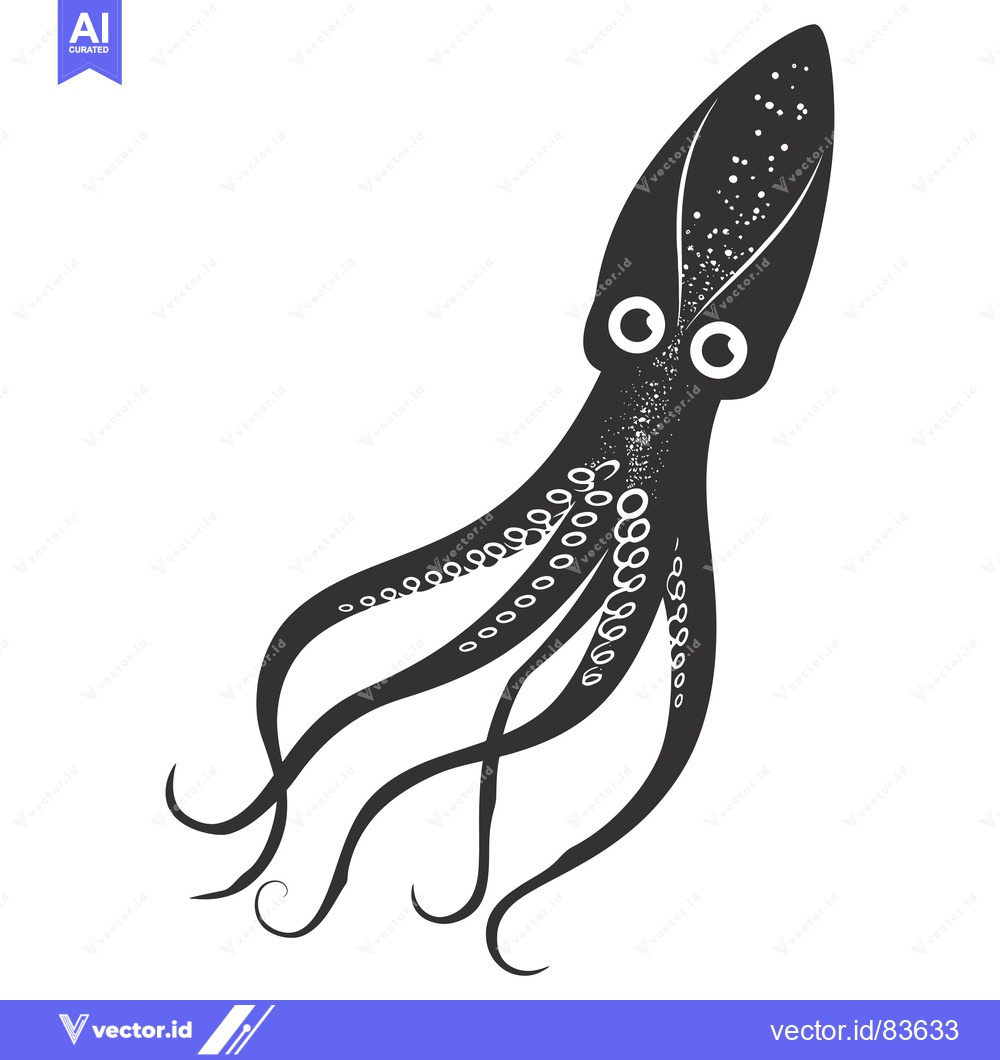 Premium Vector of Black and White Silhouette of an Octopus with Eight Tentacles