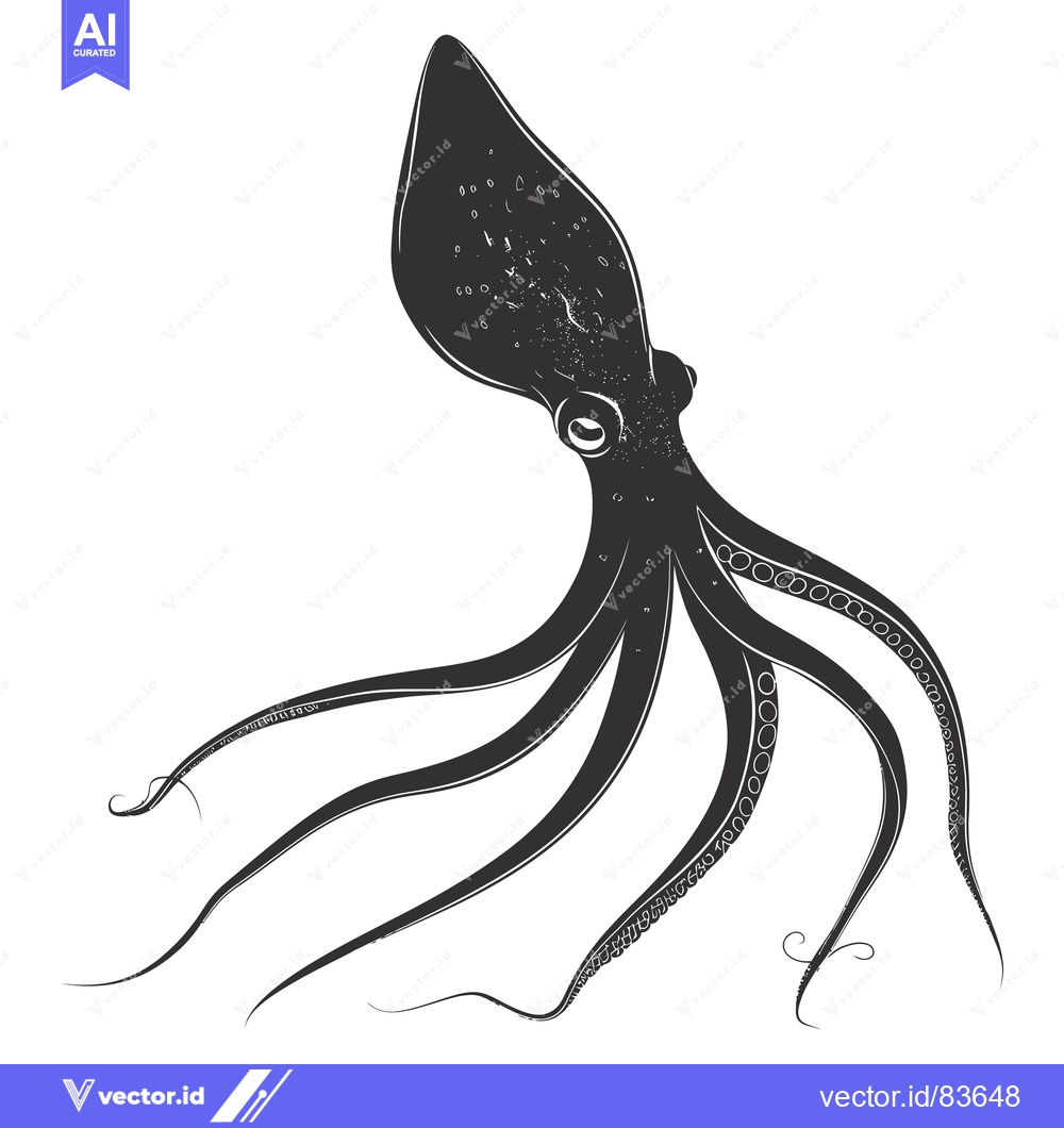 Premium Vector of A Black and White Illustration of an Octopus with Tentacles Reaching U