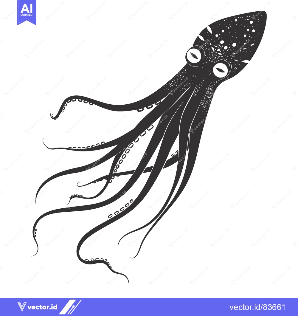 Premium Vector dari Black and White Illustration of a Detailed Octopus
