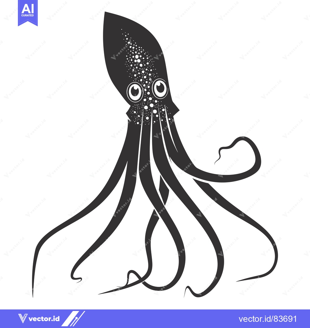 Premium Vector of Black and White Stylized Illustration of an Octopus