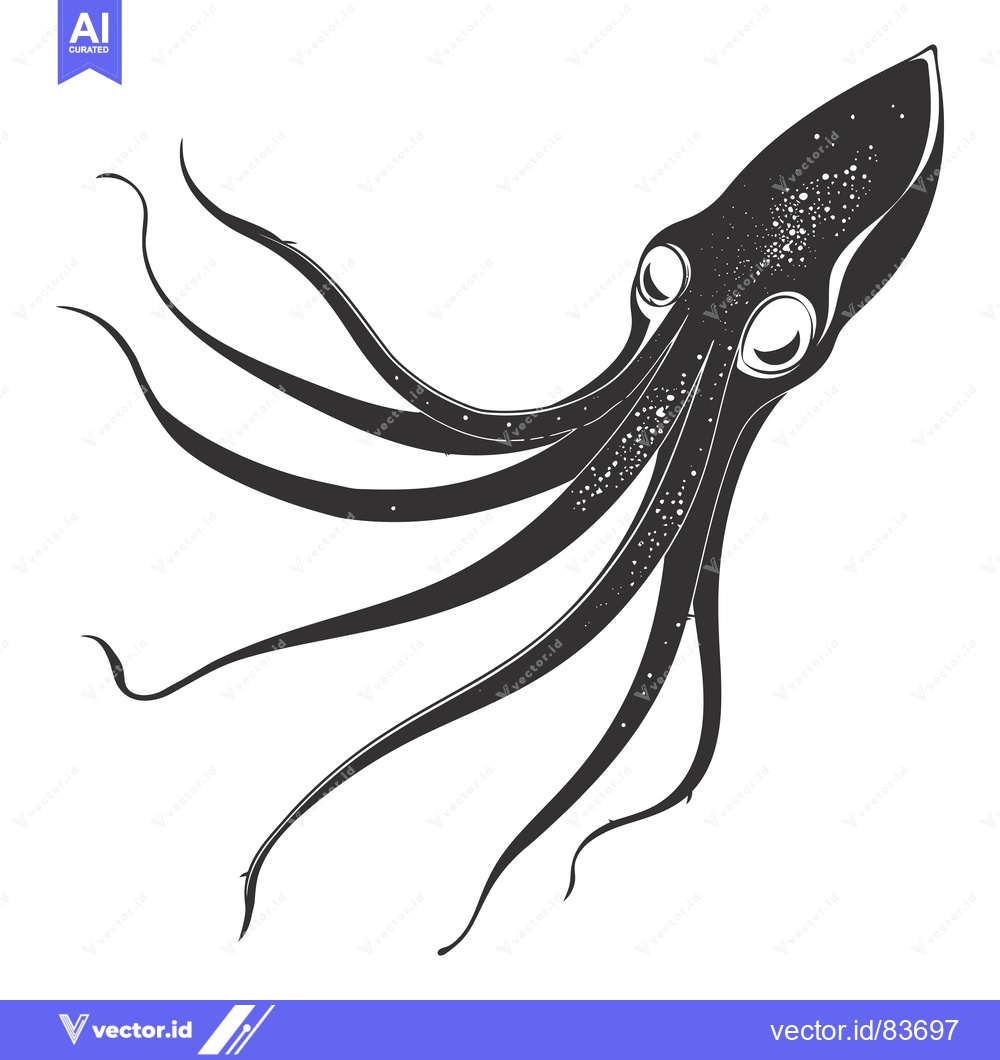 Premium Vector dari A Black and White Illustration of an Octopus with Eight Tentacles