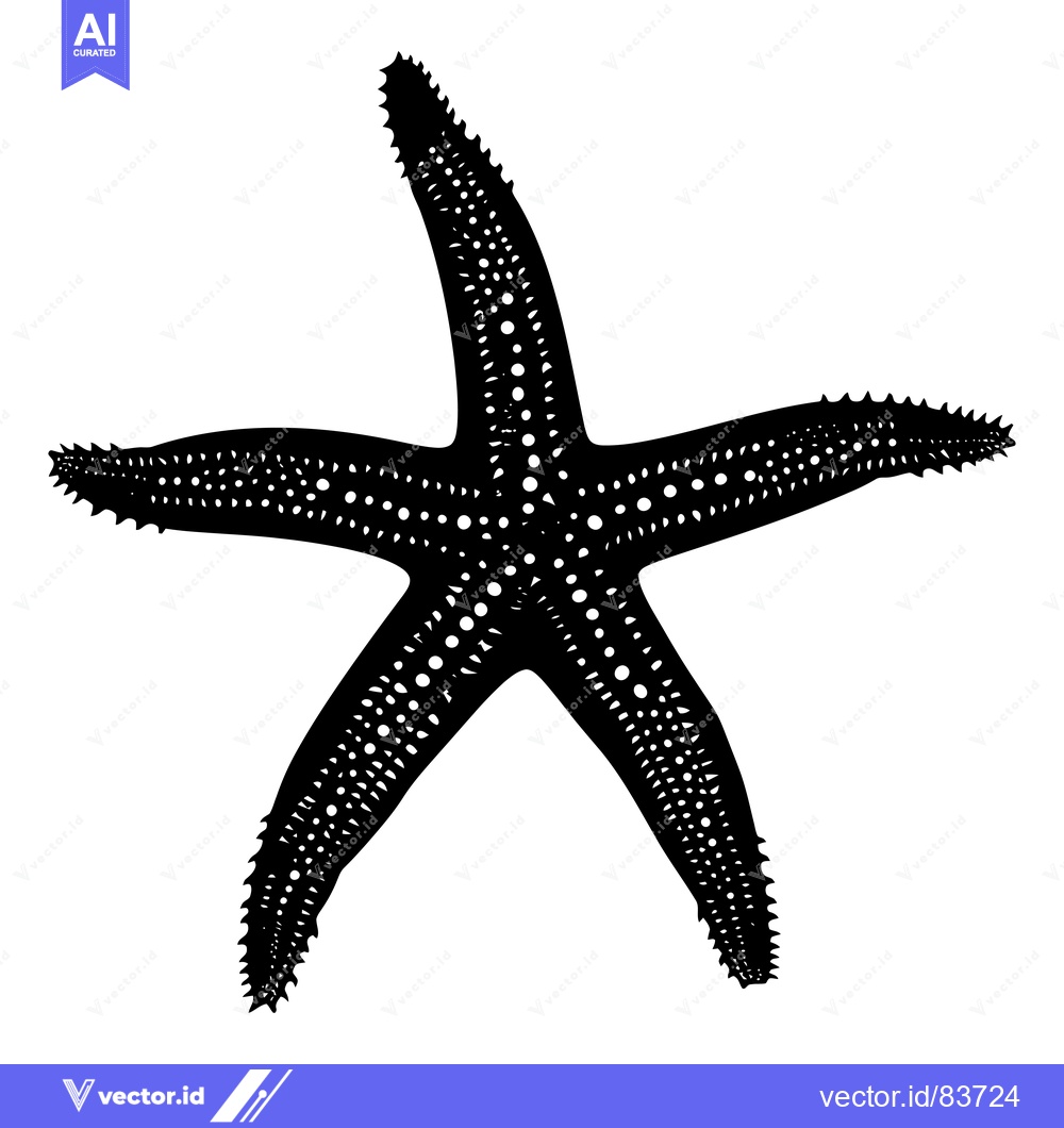 Premium Vector dari Black and White Starfish Silhouette with Detailed Texture