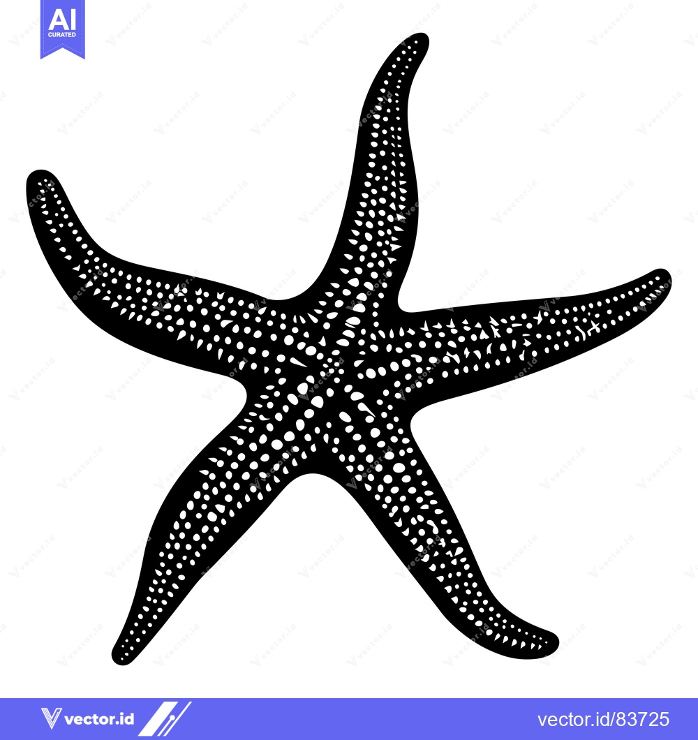 Premium Vector dari Black and White Starfish with Dotted Pattern