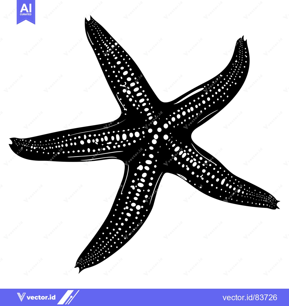 Premium Vector dari Black and White Illustration of a Starfish with a Dotted Pattern