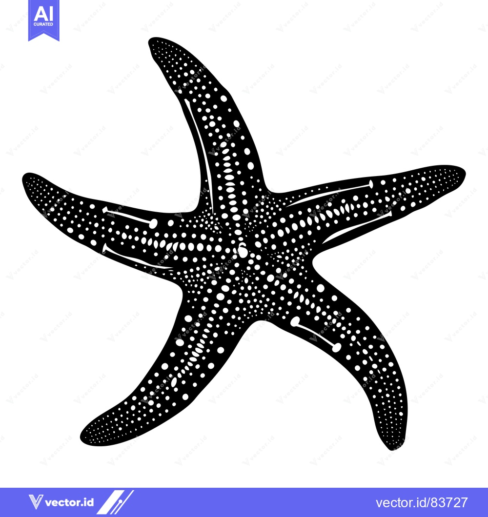 Premium Vector dari Black and White Starfish with Dotted Pattern