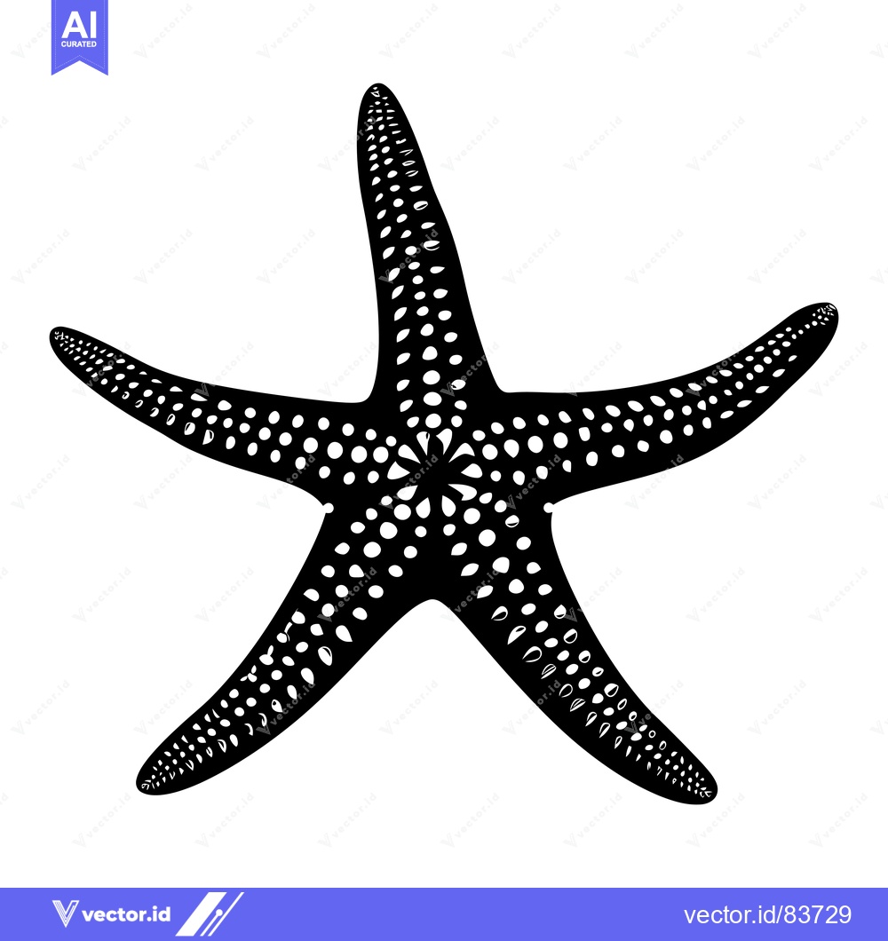 Premium Vector of Black and White Starfish with White Dot Pattern