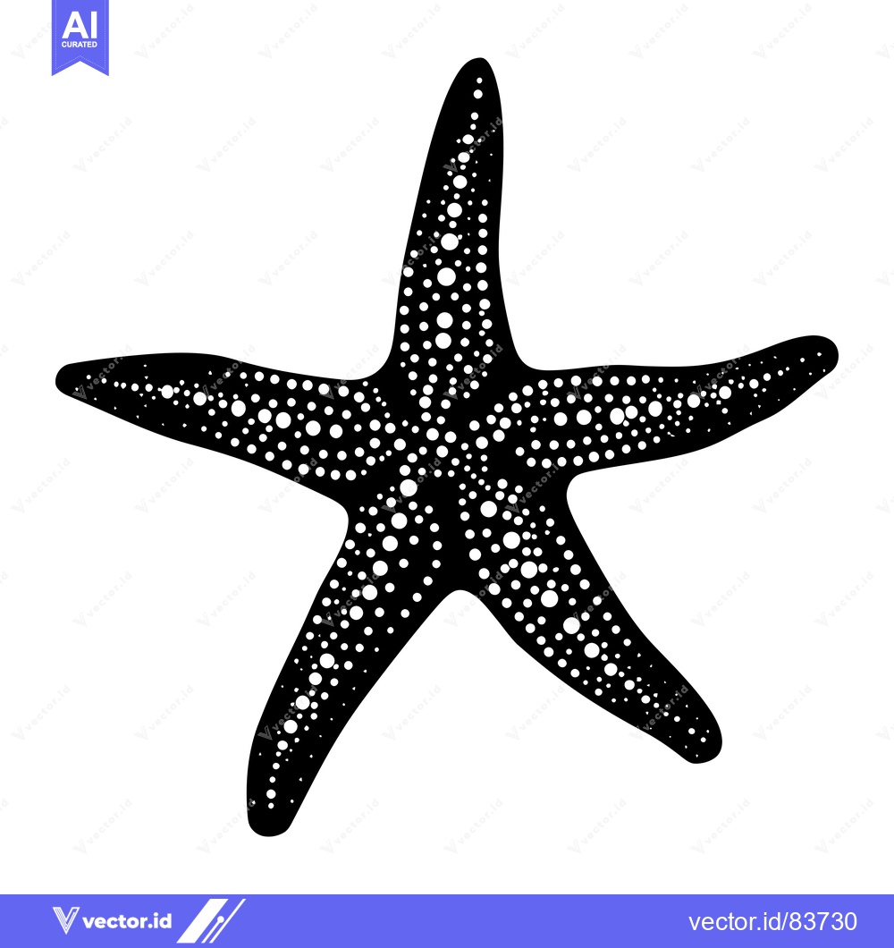 Premium Vector of Black and White Starfish with White Circular Pattern
