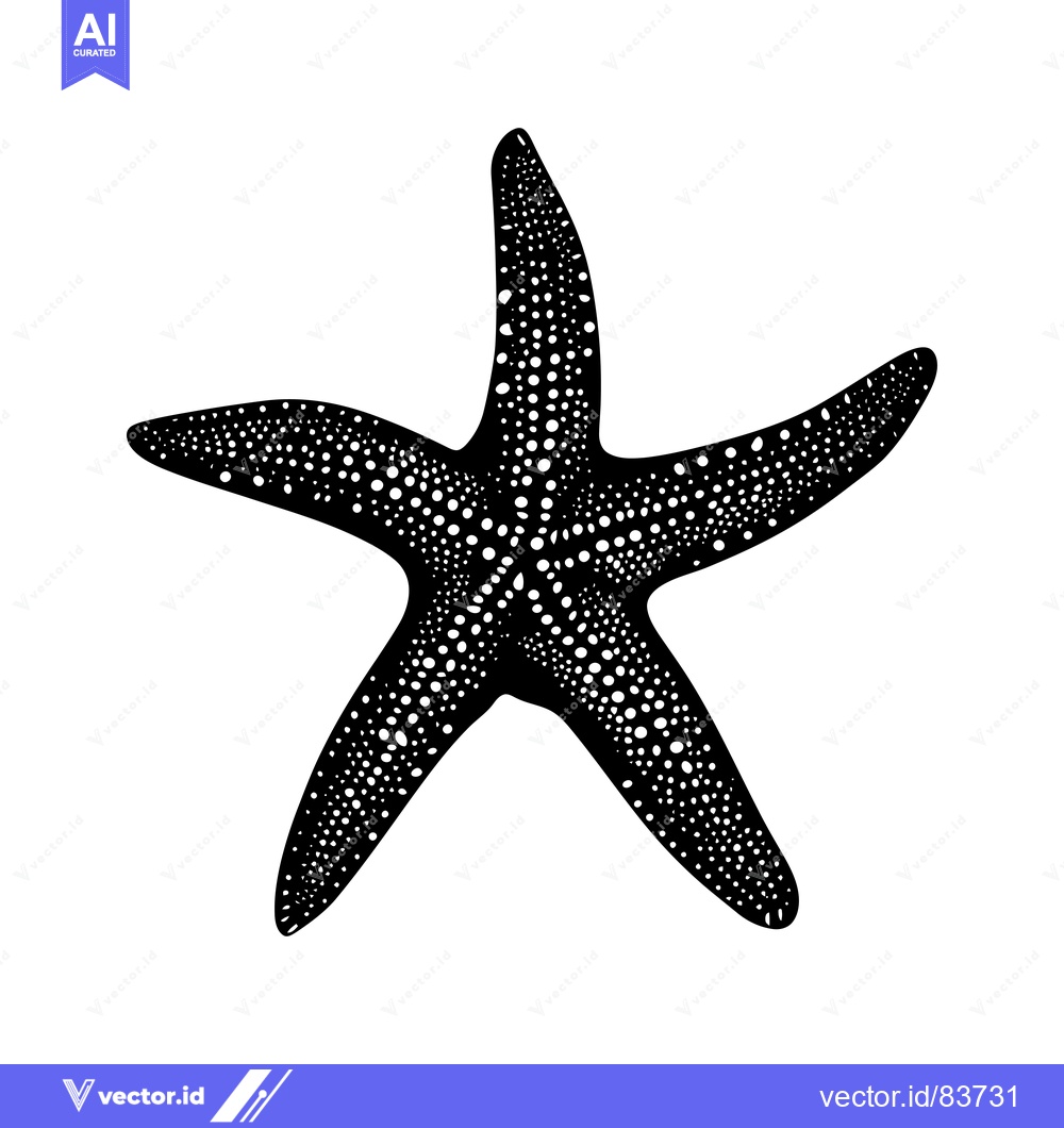 Premium Vector dari Black and White Starfish with Dotted Pattern