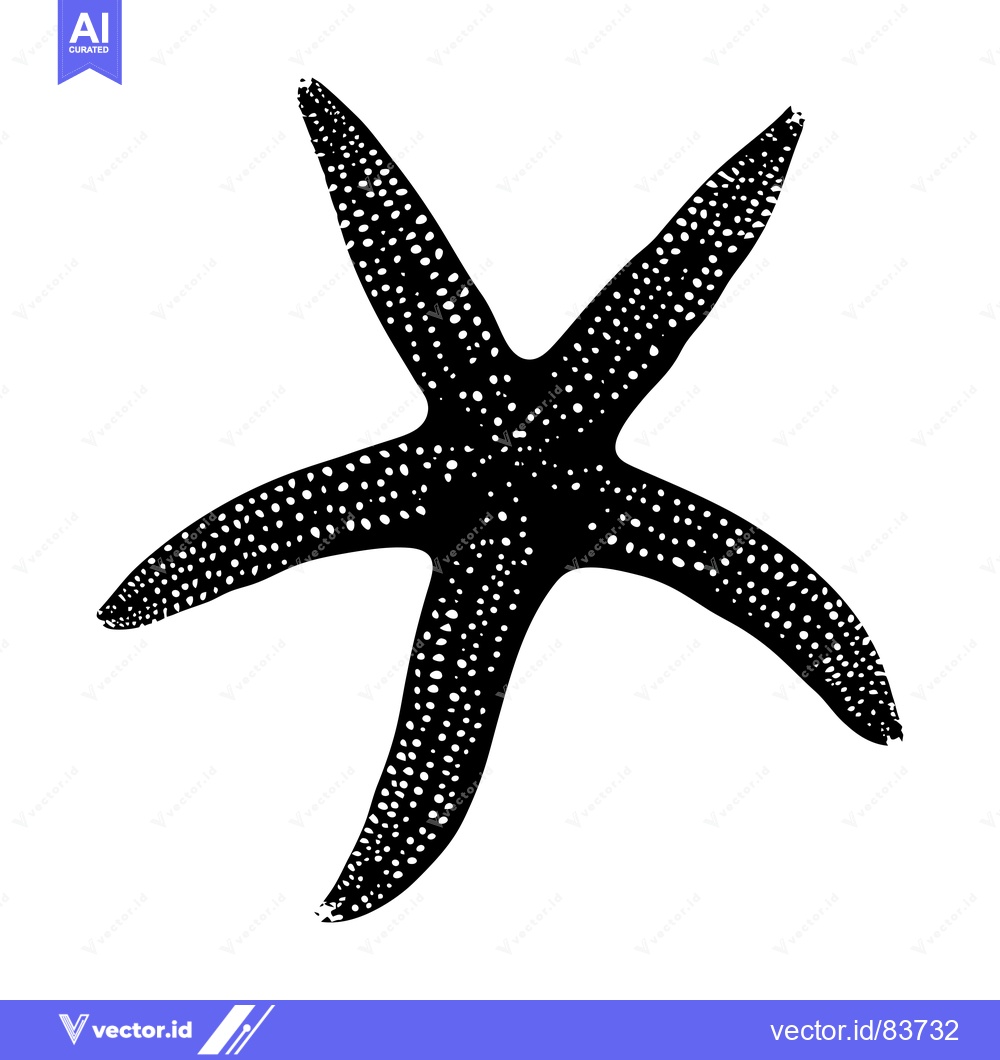 Premium Vector dari Black and White Illustration of a Starfish with White Dots