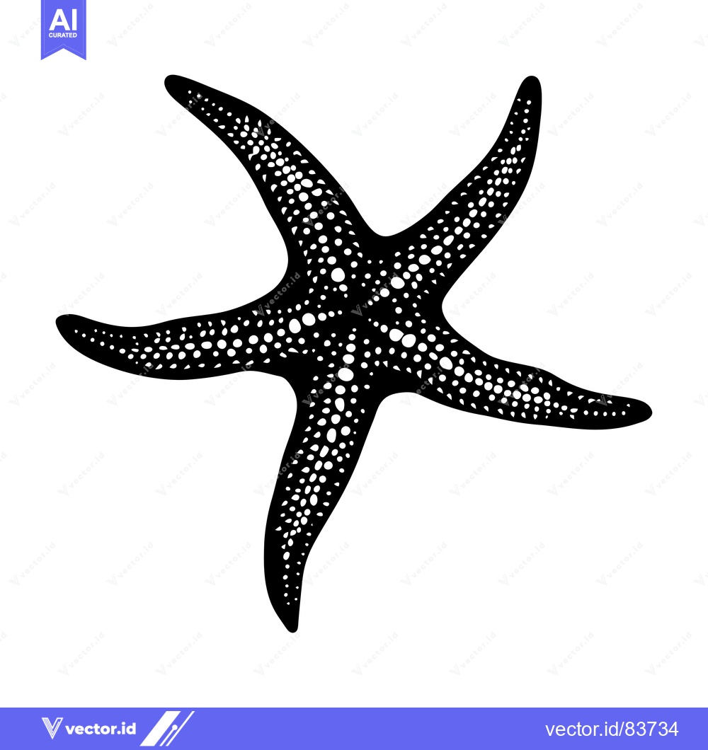 Premium Vector dari Black and White Illustration of a Five-Pointed Starfish