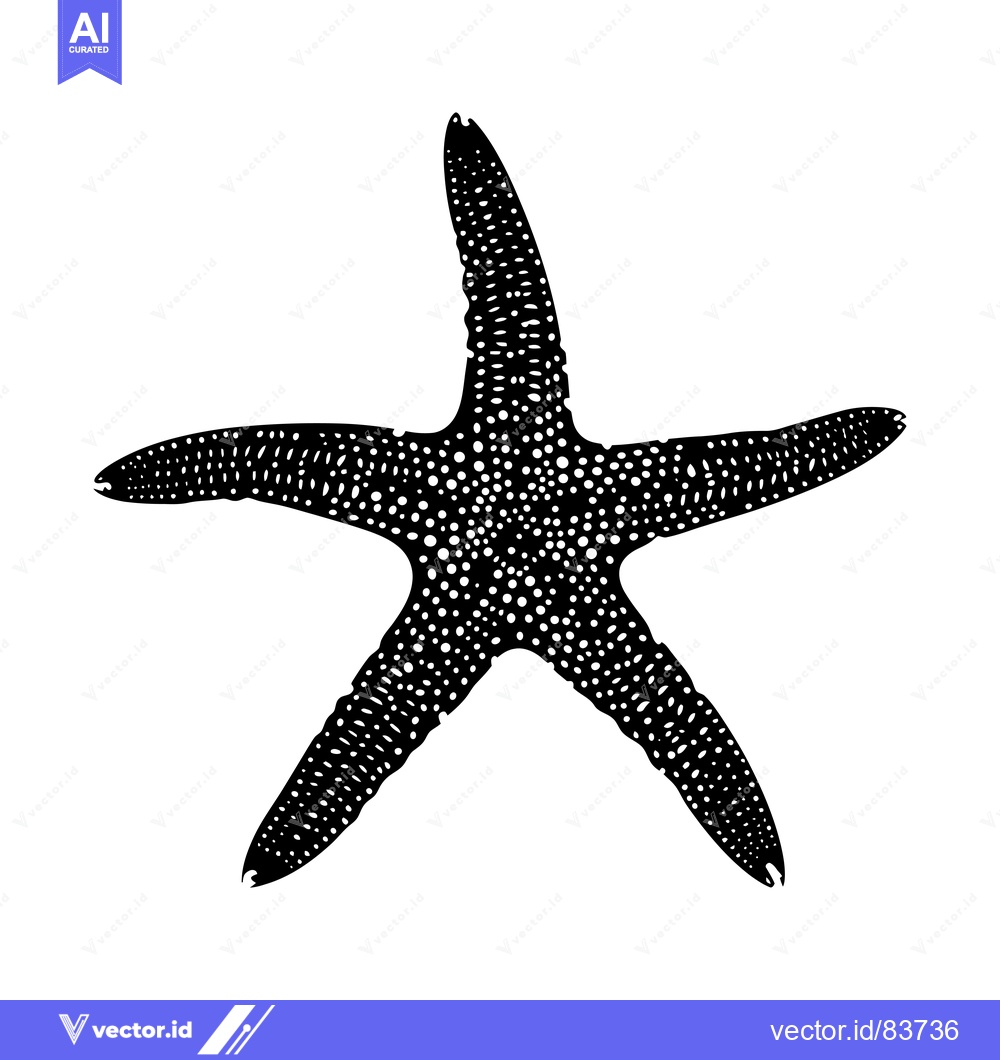 Premium Vector dari Black and White Illustration of a Starfish with a Dotted Pattern