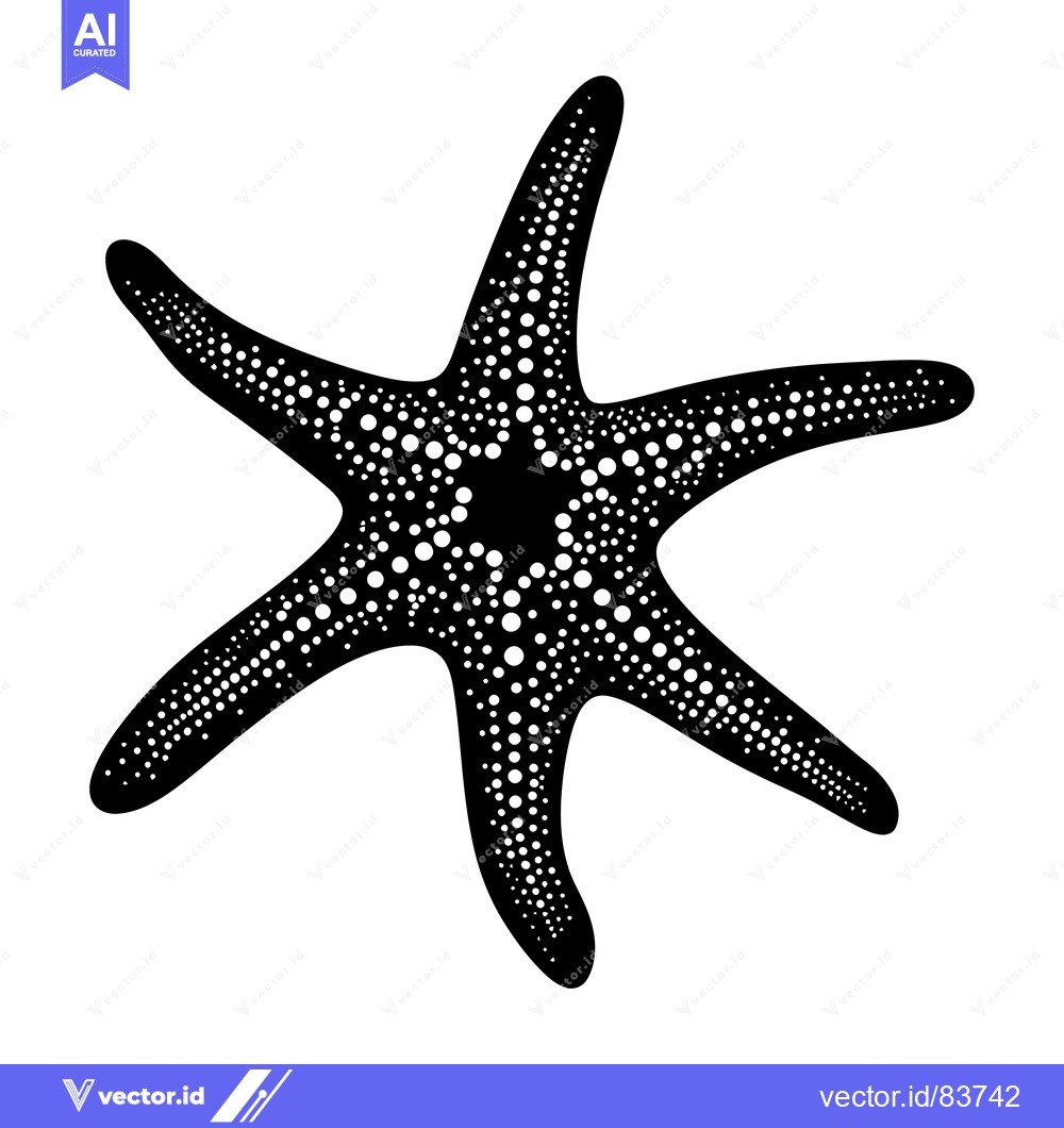 Premium Vector dari Black and White Starfish with White Dot Pattern