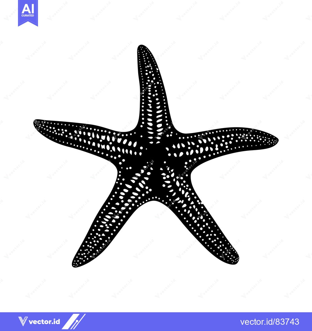 Premium Vector dari Black and white illustration of a starfish with a detailed patterned s
