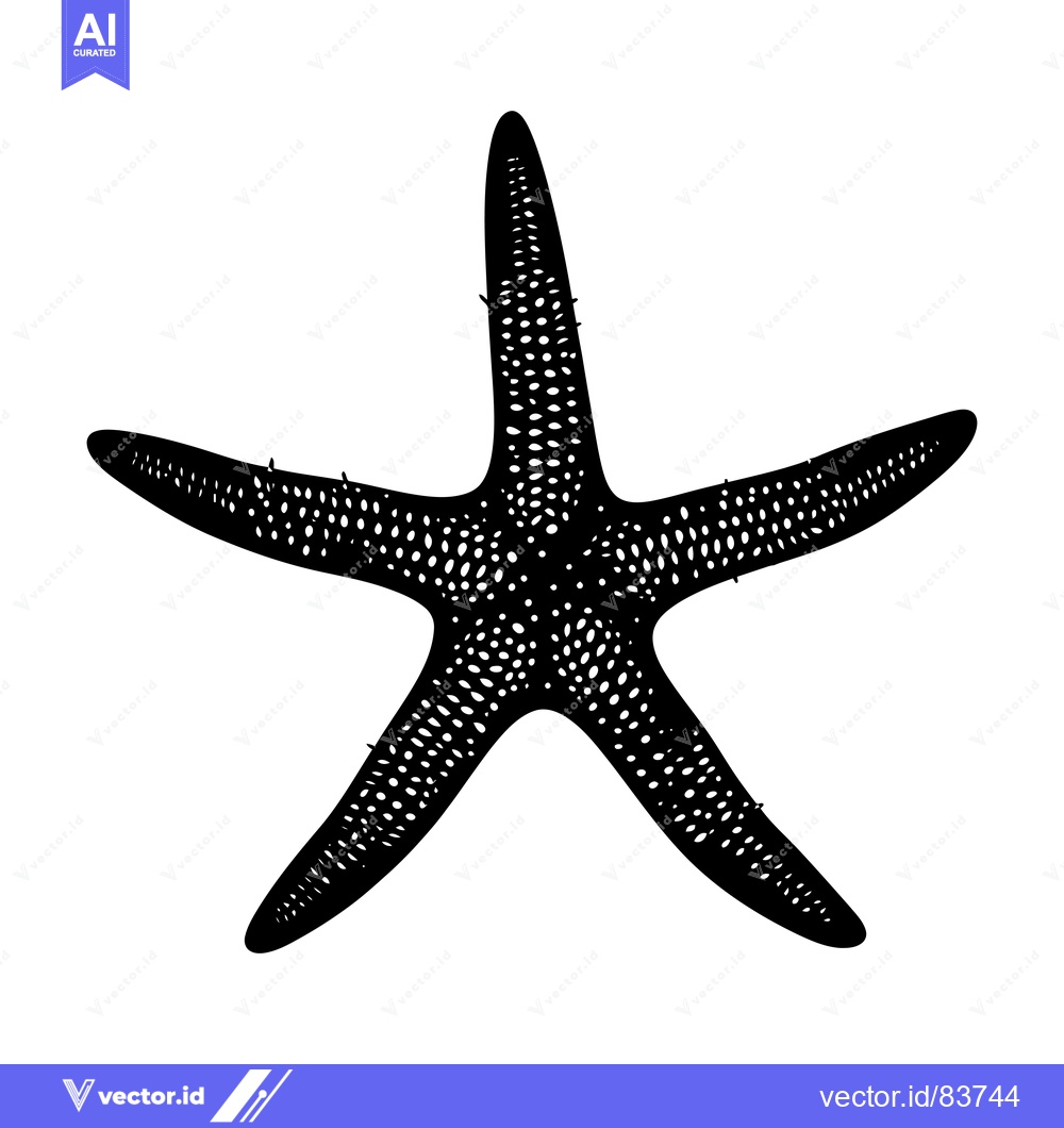 Premium Vector dari Black and White Silhouette of a Starfish with a Dotted Pattern