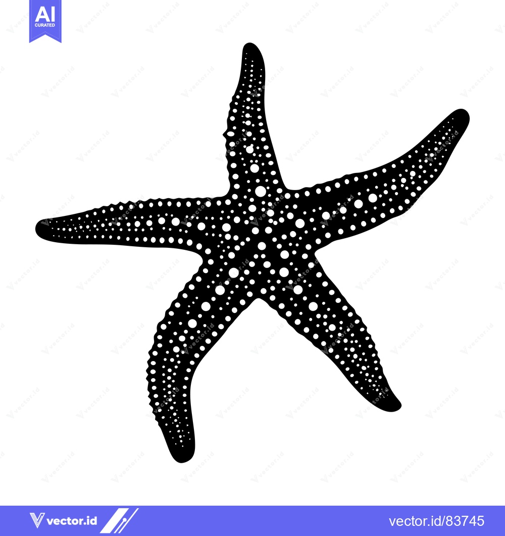 Premium Vector dari Black and White Starfish with White Dot Pattern