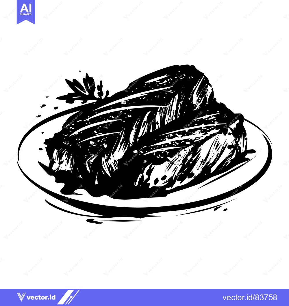 Premium Vector dari A Hand-Drawn Illustration of a Grilled Steak on a Plate