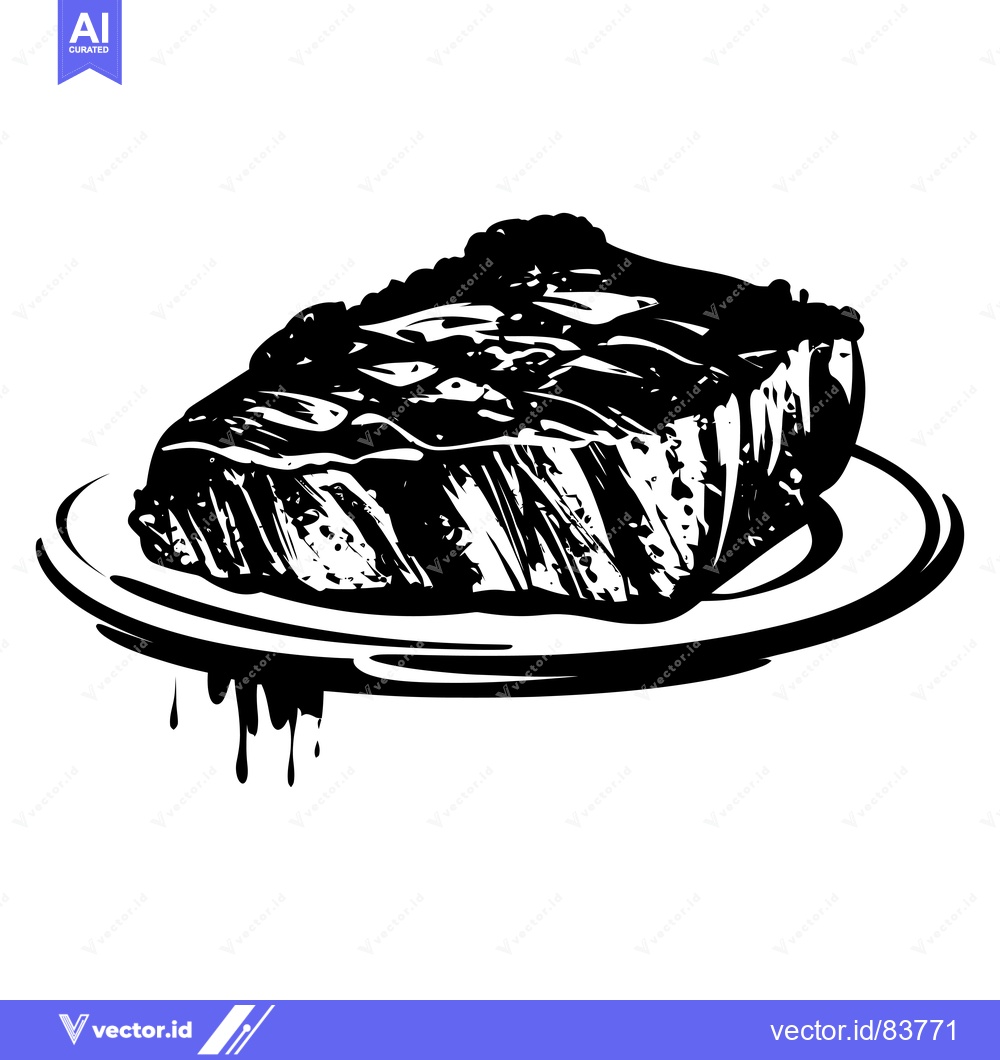 Premium Vector dari A Hand-Drawn Illustration of a Grilled Steak on a Plate