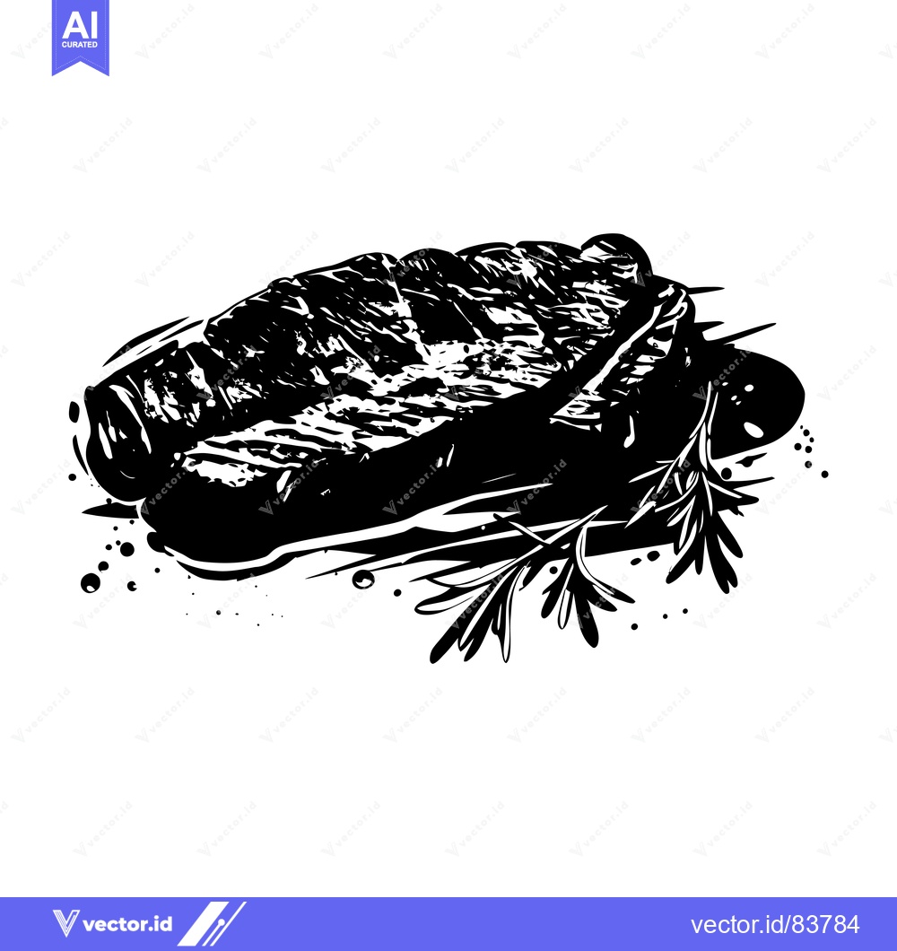 Premium Vector dari Grilled Steak with Rosemary and Drippings