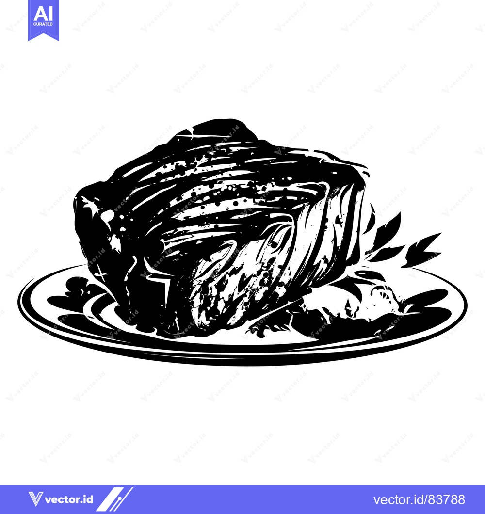 Premium Vector dari A Silhouette of a Grilled Steak on a Plate