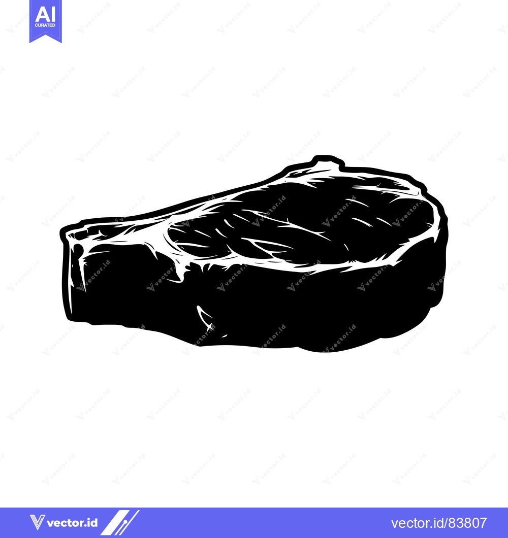 Premium Vector dari Black and white illustration of a beef steak