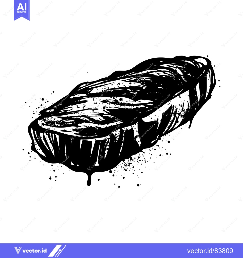 Premium Vector of Hand-Drawn Ink Illustration of a Raw Steak with Dripping Blood