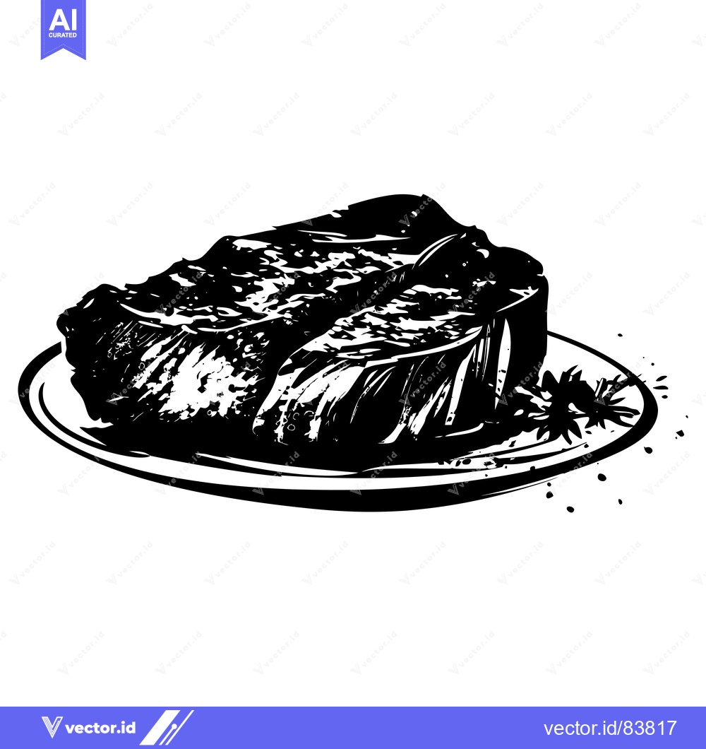 Premium Vector dari A Hand-Drawn Illustration of a Steak on a Plate