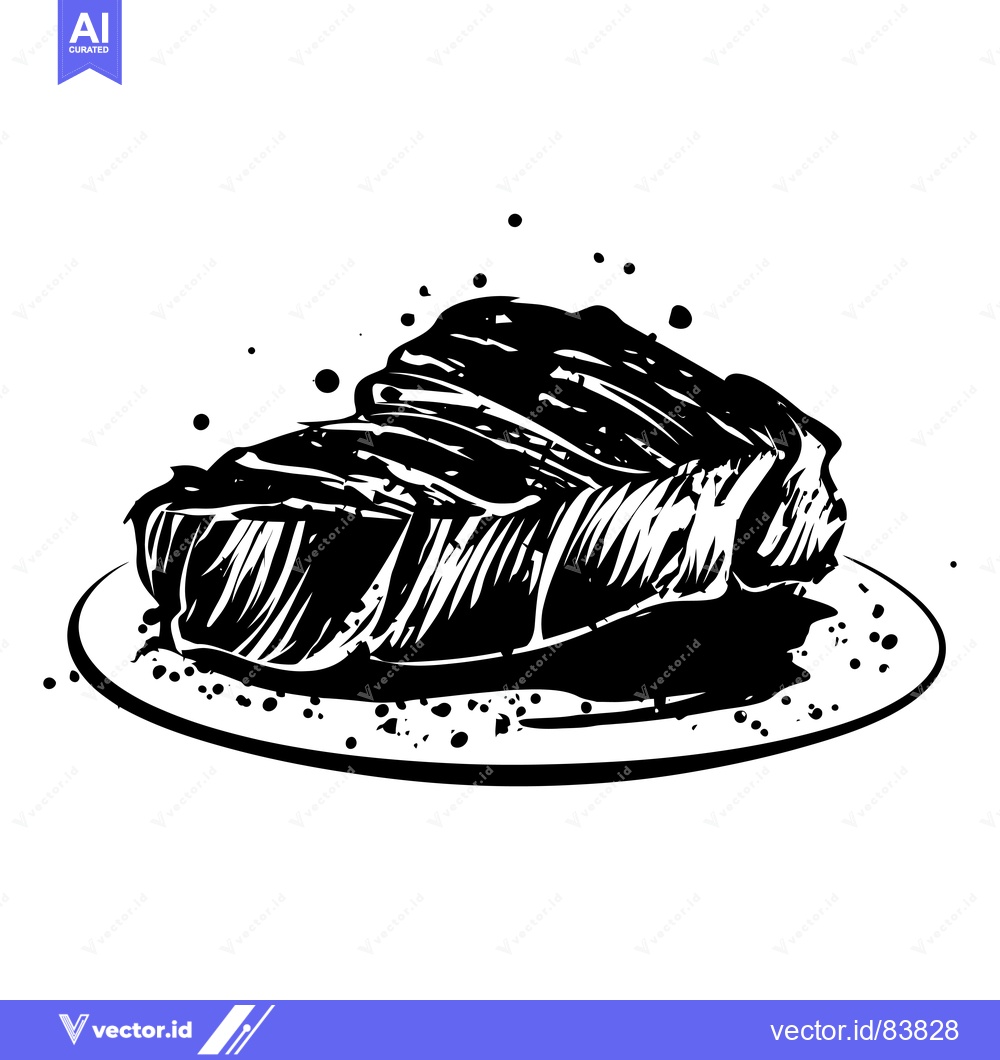 Premium Vector dari Grilled Steak on a Plate with Splashes