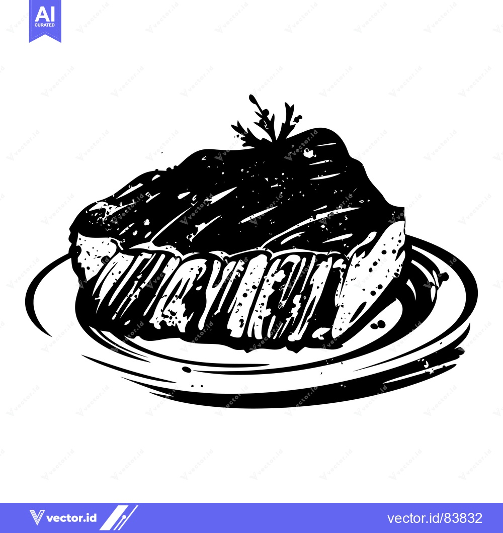 Premium Vector dari A Single Grilled Steak on a Plate with Herbs