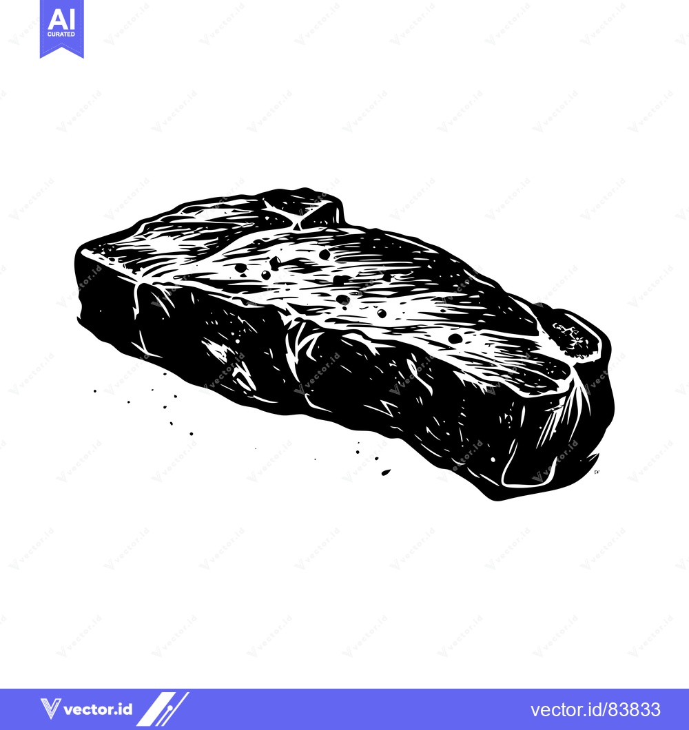 Premium Vector dari A Black and White Illustration of a Single Raw Steak