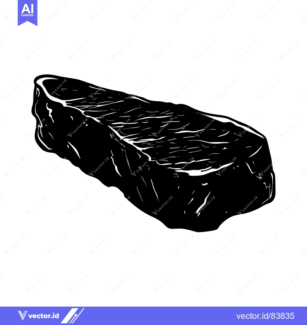 Premium Vector dari Black and White Illustration of a Single Steak