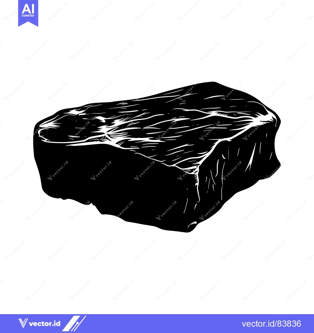 Premium Vector of A Black and White Illustration of a Raw Steak
