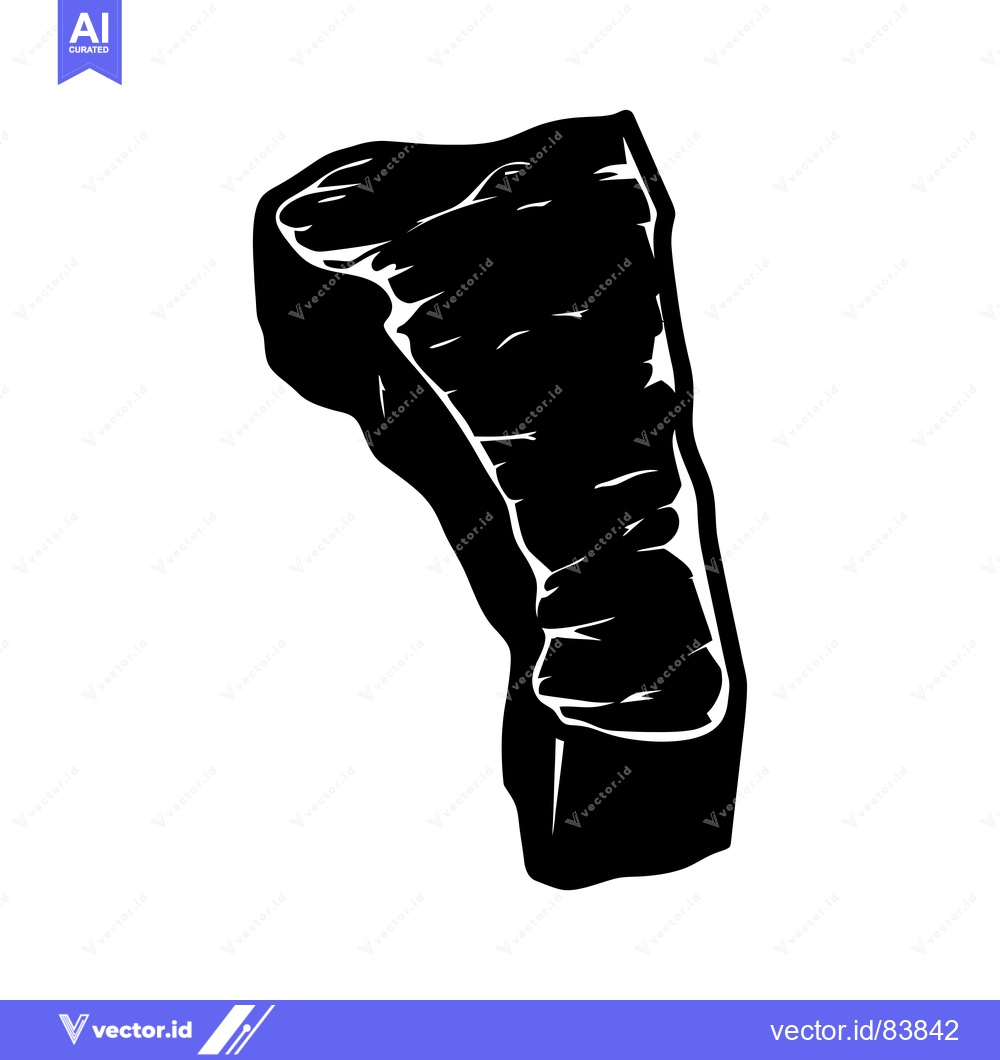 Premium Vector of A Black and White Silhouette of a Single Steak