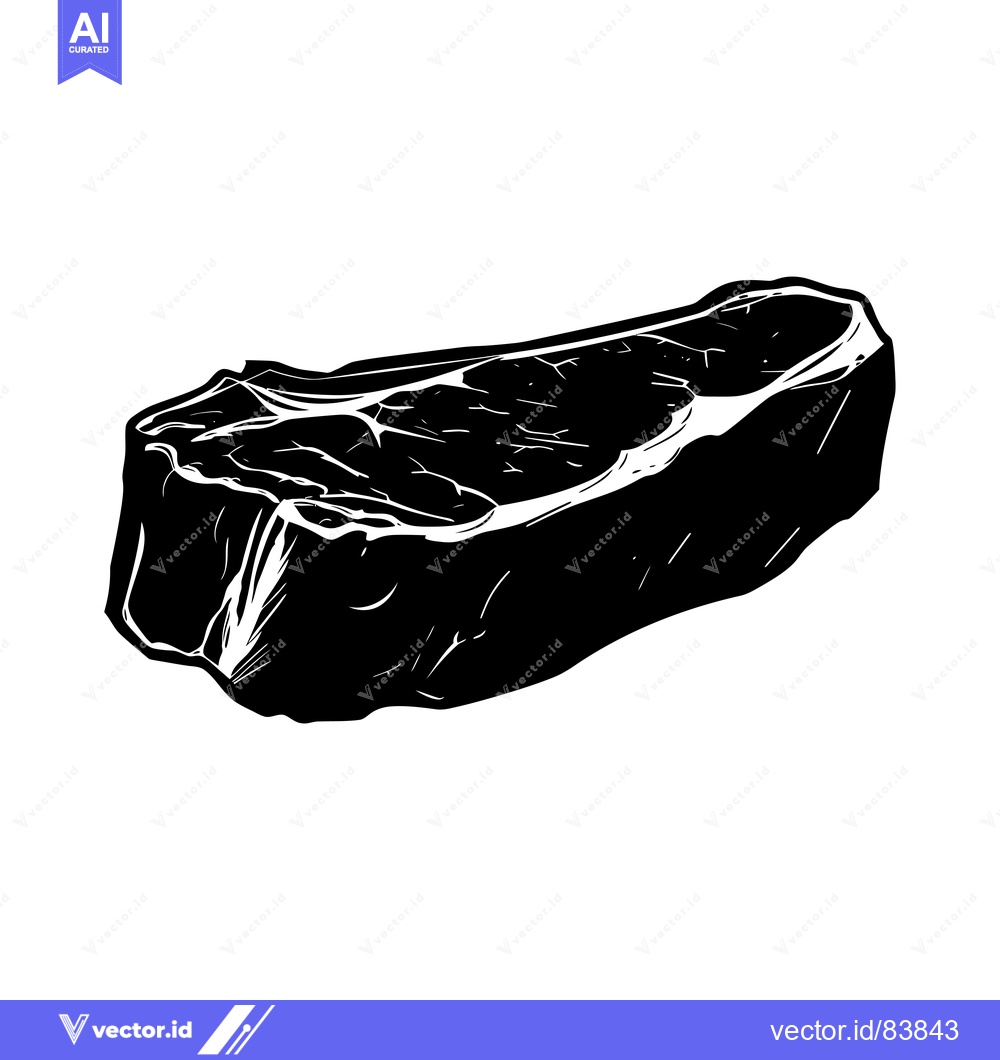 Premium Vector dari Black and White Illustration of a Single Steak
