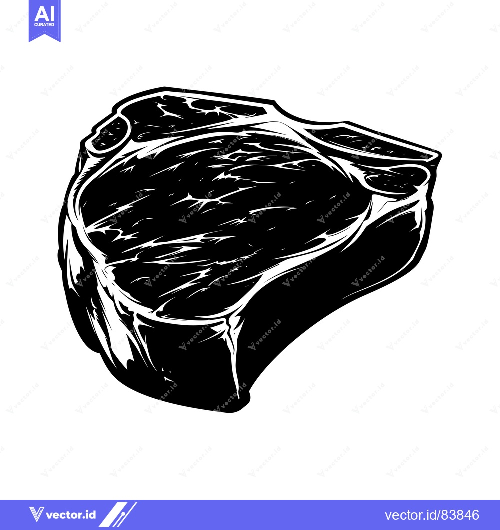 Premium Vector dari Black and White Illustration of a Raw Steak