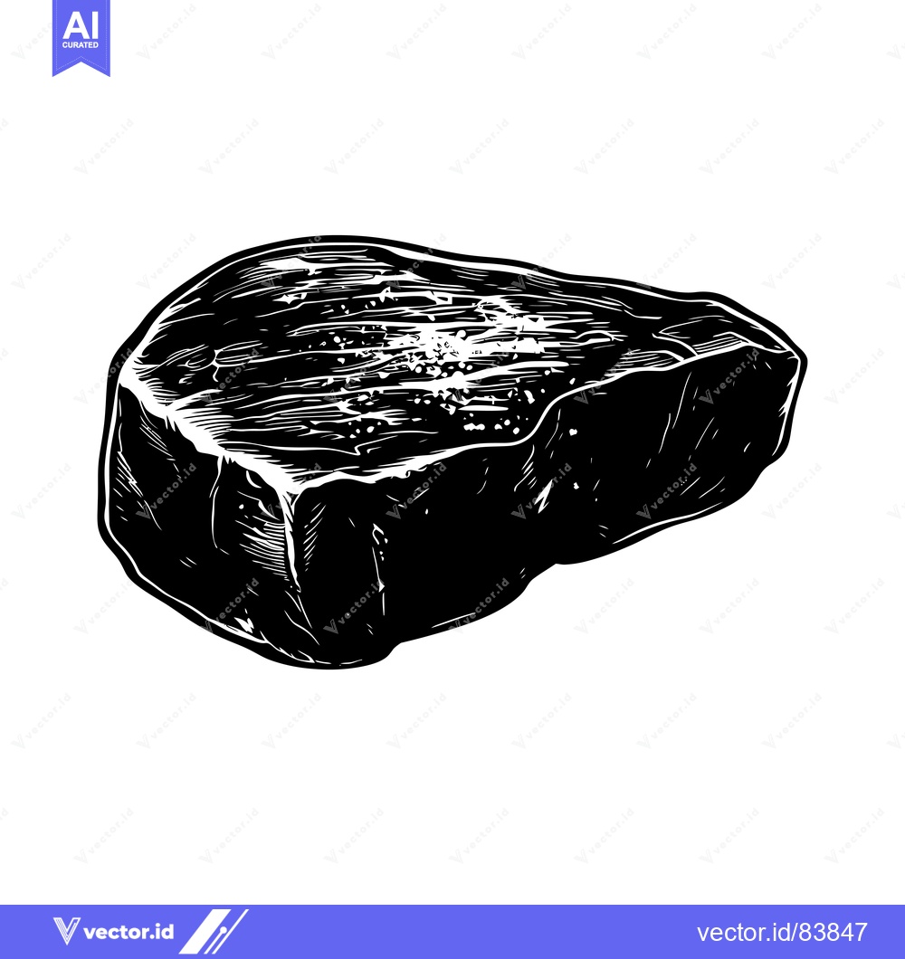 Premium Vector dari Black and White Illustration of a Seared Steak