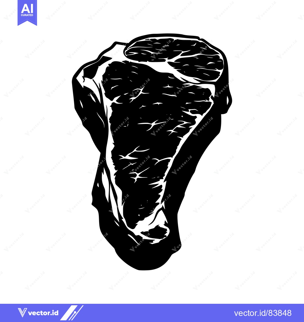 Premium Vector dari Black and white silhouette of a prime rib steak
