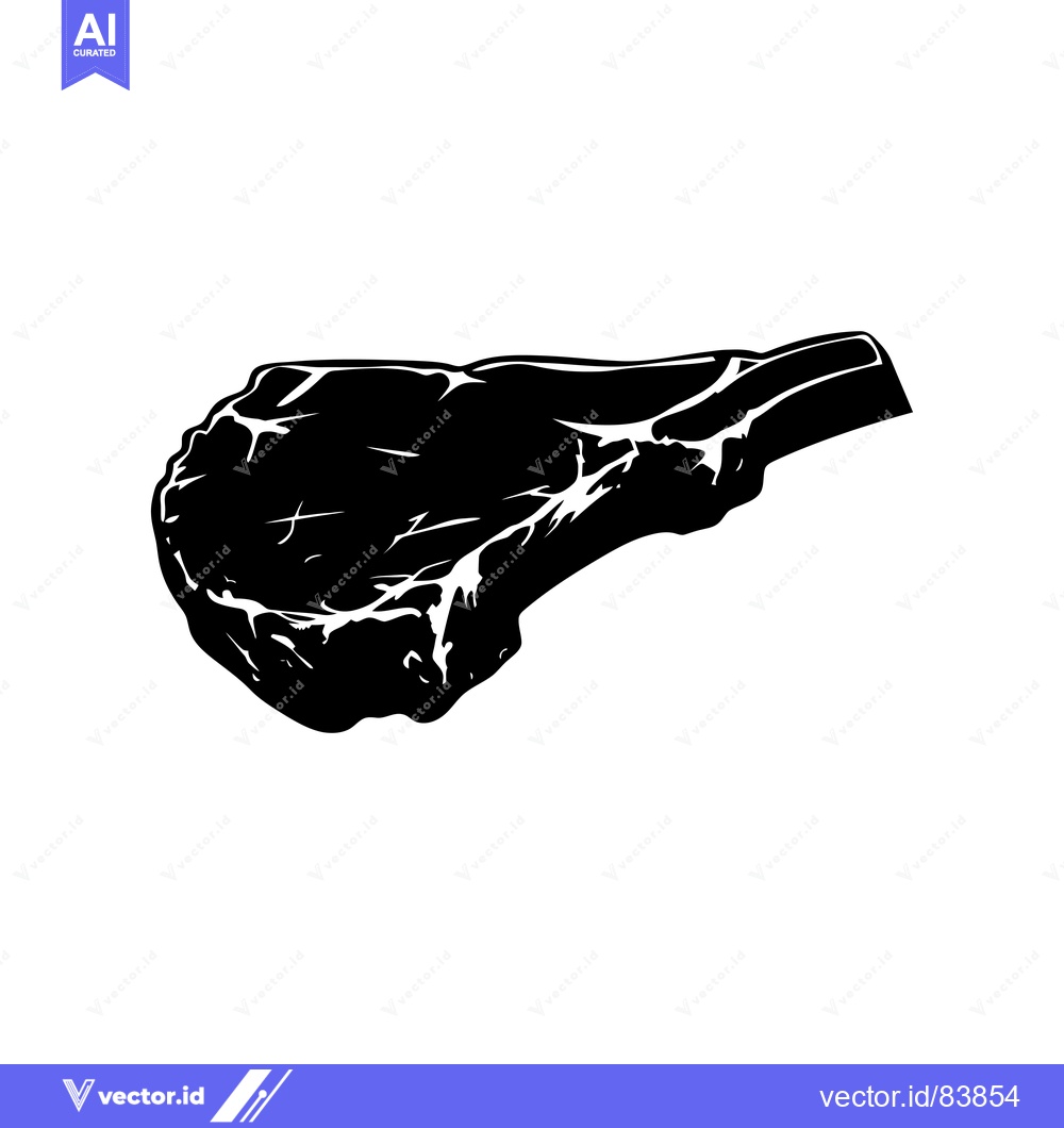 Premium Vector dari Black and White Silhouette of a Single Raw Beef Rib Steak