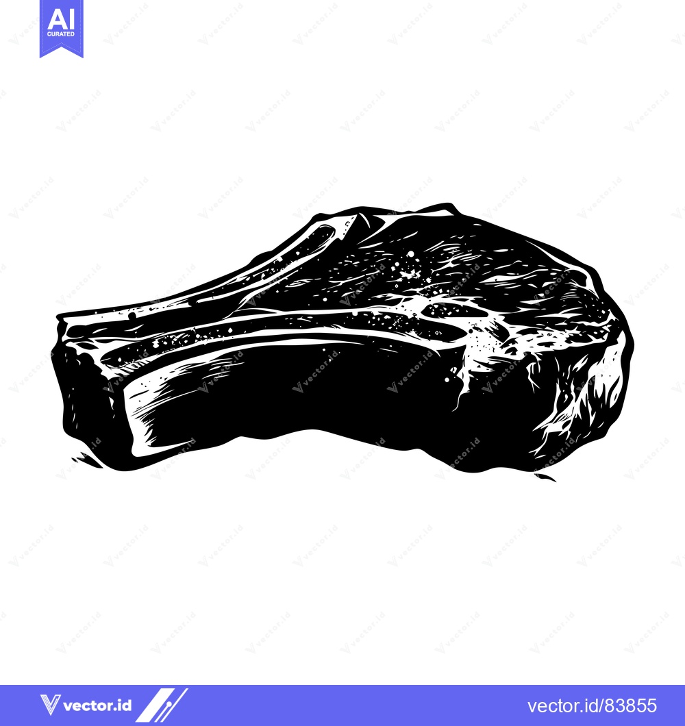 Premium Vector dari Black and White Illustration of a Raw Steak