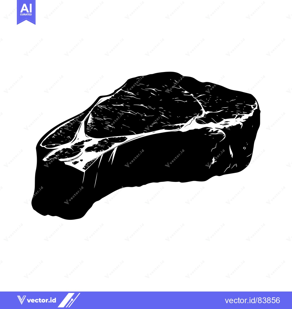 Premium Vector dari Black and White Silhouette of a Raw T-Bone Steak