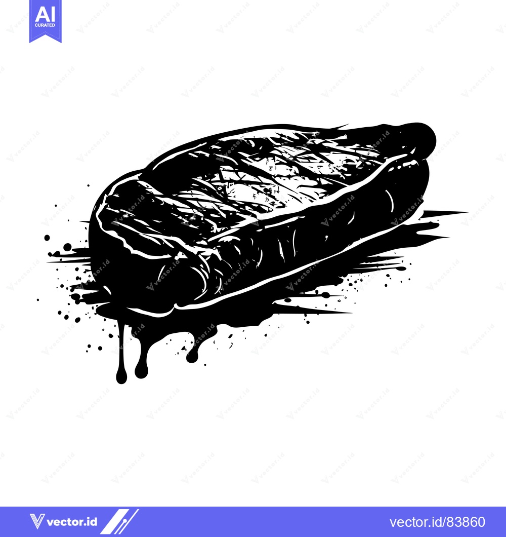 Premium Vector of Black and White Silhouette of a Dripping Steak