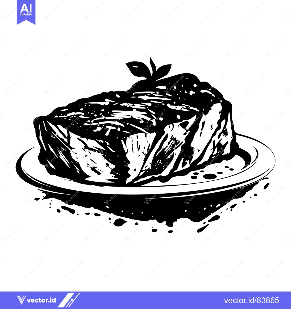 Premium Vector dari A Black and White Illustration of a Grilled Steak on a Plate