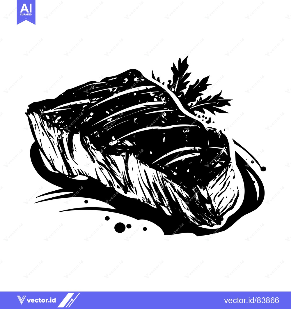 Premium Vector dari Grilled Steak with Herbs and Drizzle