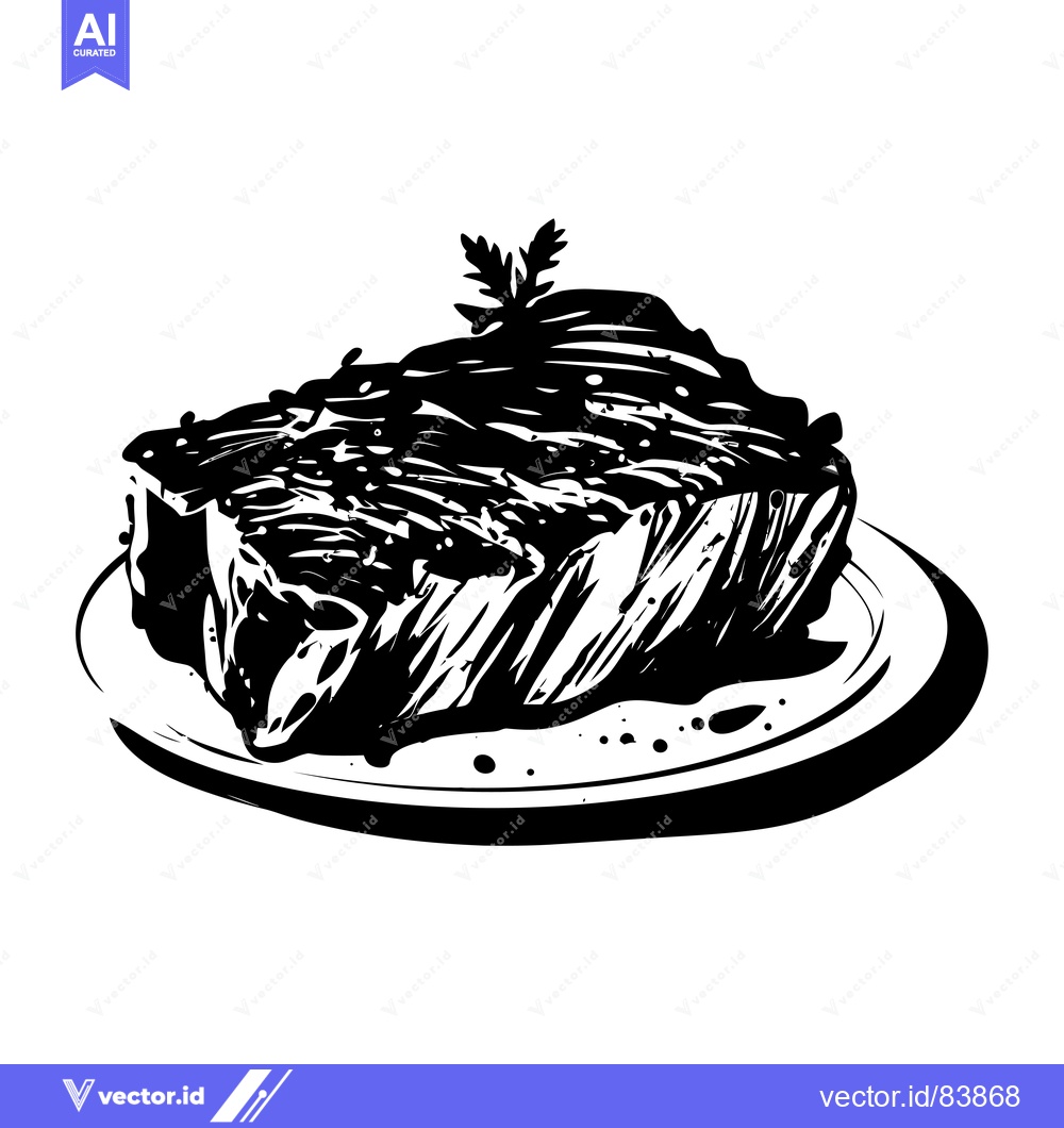 Premium Vector dari Grilled Steak on a Plate with a Garnish